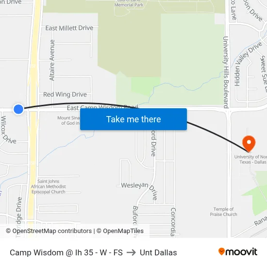 Camp Wisdom @ Ih 35 - W - FS to Unt Dallas map