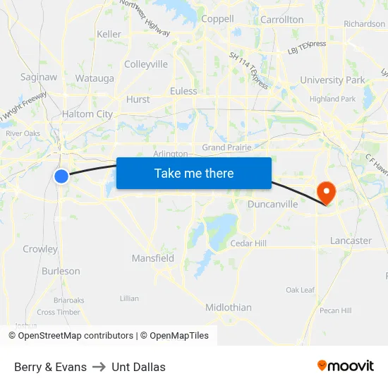 Berry & Evans to Unt Dallas map