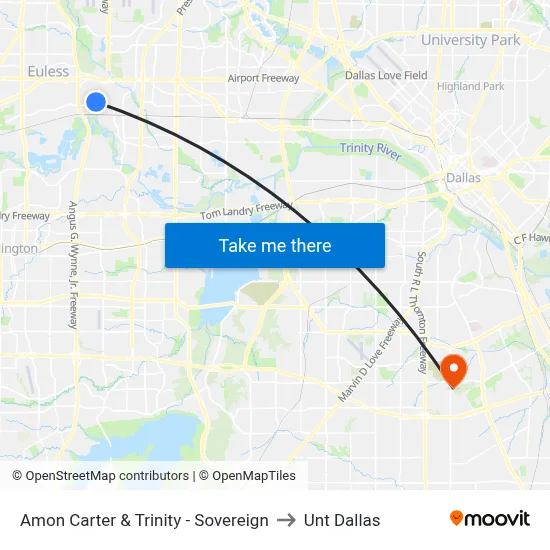 Amon Carter & Trinity - Sovereign to Unt Dallas map