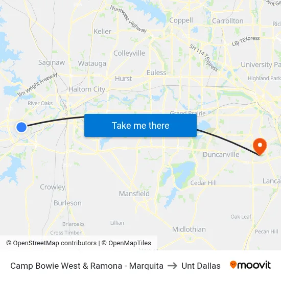 Camp Bowie West & Ramona - Marquita to Unt Dallas map