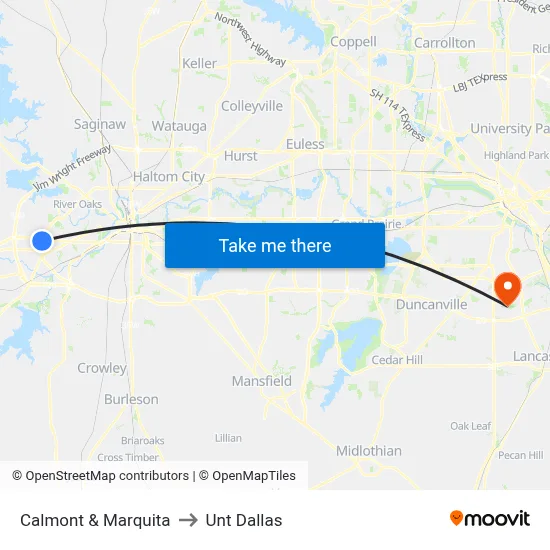 Calmont & Marquita to Unt Dallas map