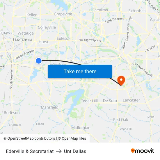 Ederville & Secretariat to Unt Dallas map