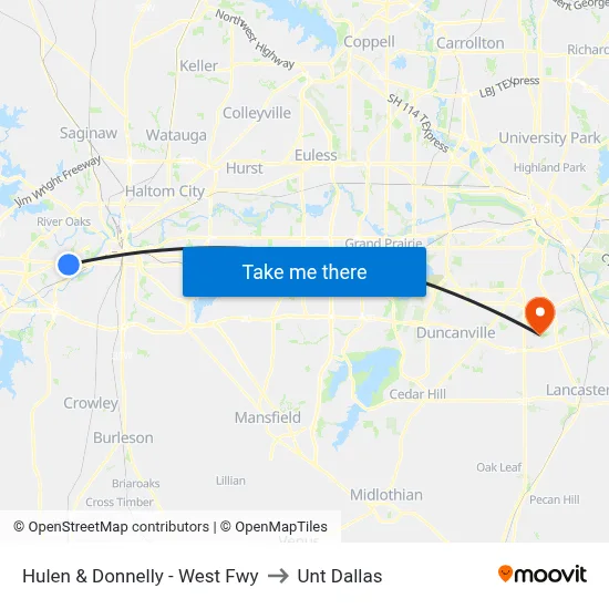 Hulen & Donnelly - West Fwy to Unt Dallas map