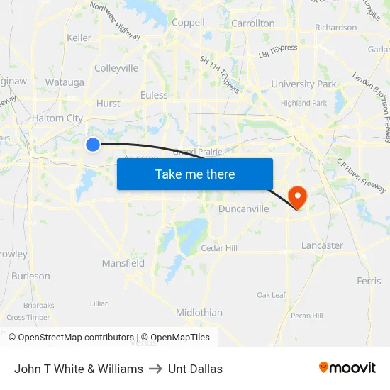 John T White & Williams to Unt Dallas map