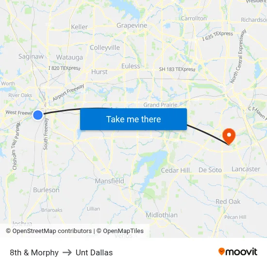 8th & Morphy to Unt Dallas map
