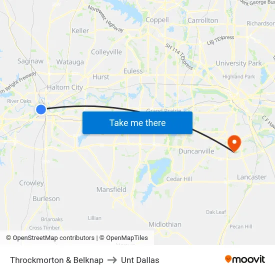 Throckmorton & Belknap to Unt Dallas map