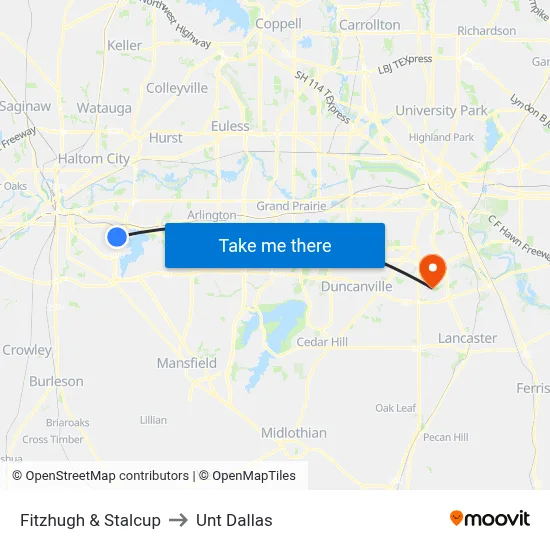 Fitzhugh & Stalcup to Unt Dallas map
