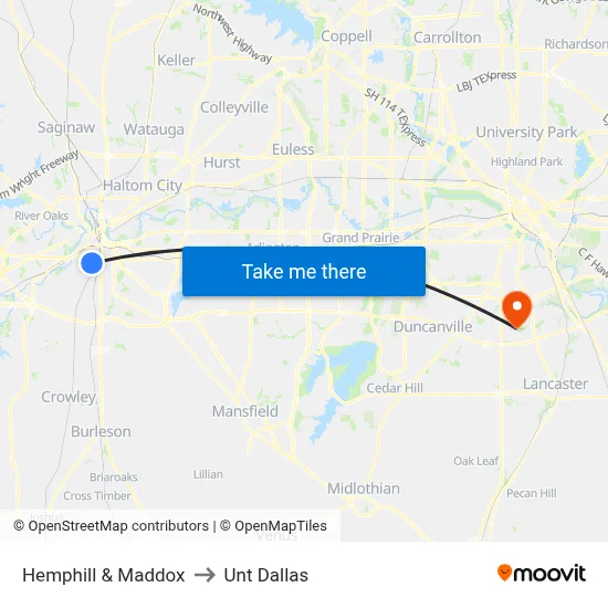 Hemphill & Maddox to Unt Dallas map