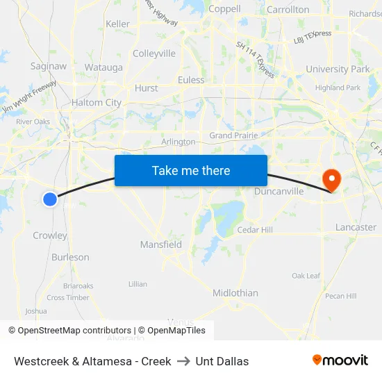 Westcreek & Altamesa - Creek to Unt Dallas map