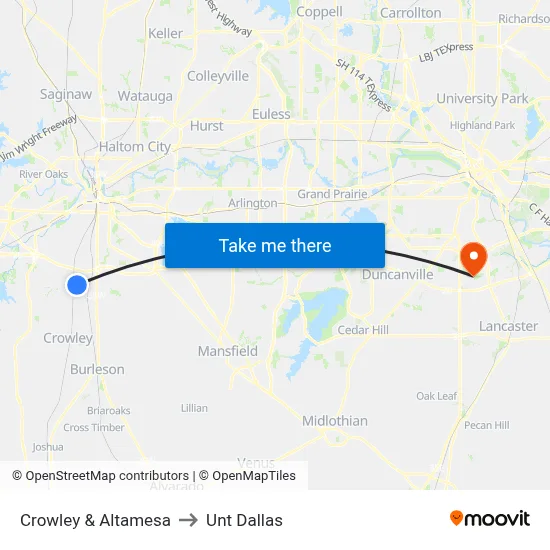 Crowley & Altamesa to Unt Dallas map