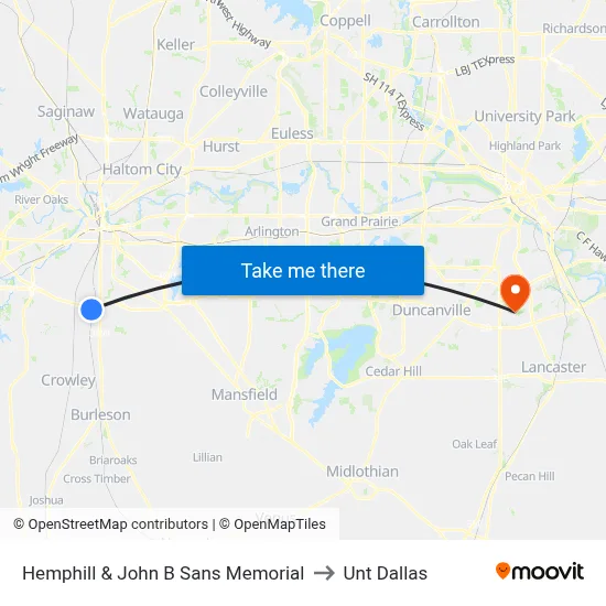 Hemphill & John B Sans Memorial to Unt Dallas map