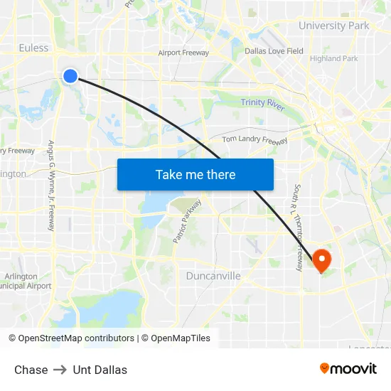 Chase to Unt Dallas map