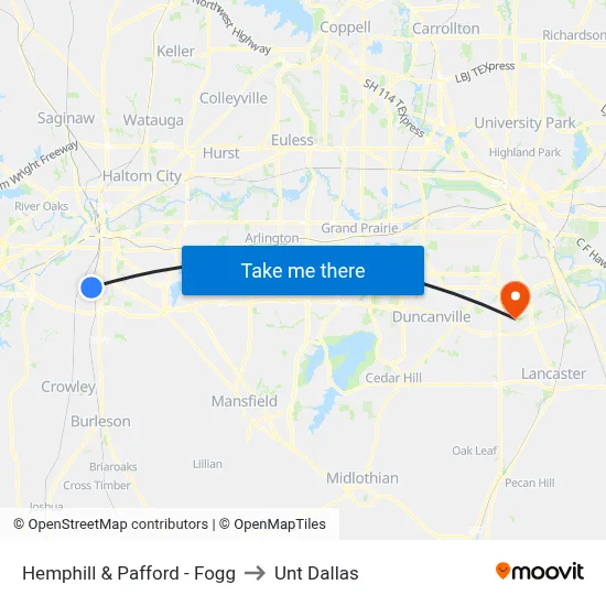 Hemphill & Pafford - Fogg to Unt Dallas map
