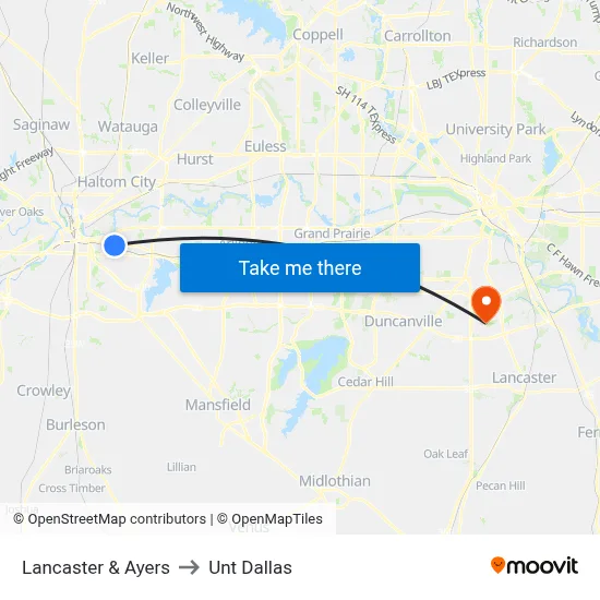 Lancaster & Ayers to Unt Dallas map