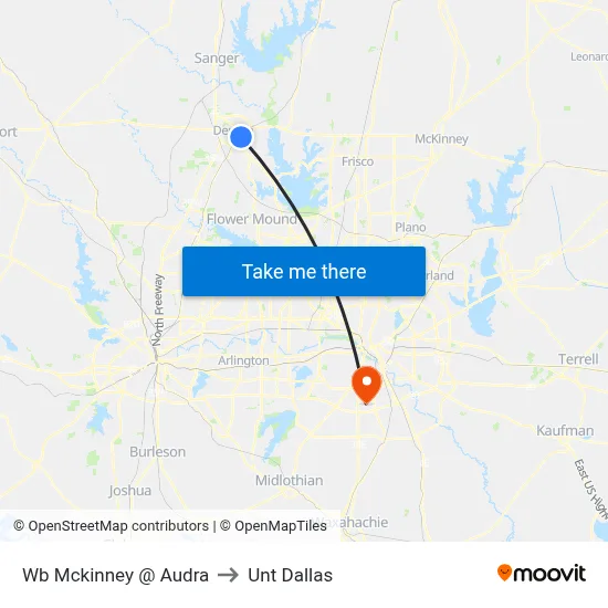 Wb Mckinney @ Audra to Unt Dallas map