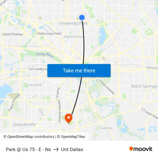 Park @ Us 75 - E - Ns to Unt Dallas map
