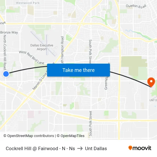Cockrell Hill @ Fairwood - N - Ns to Unt Dallas map