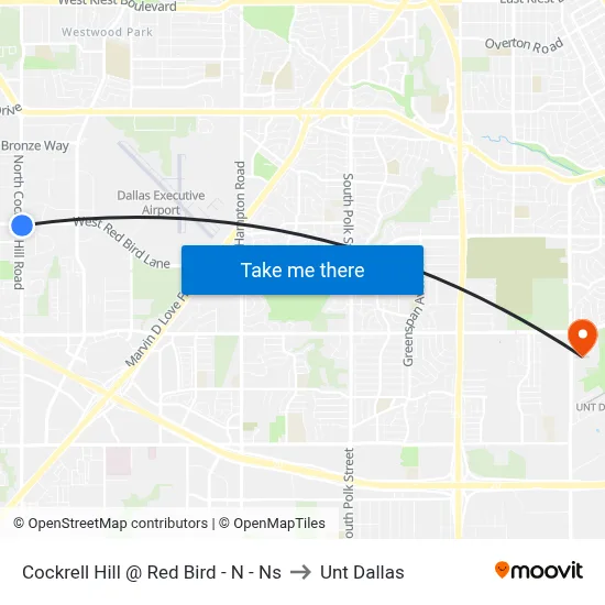 Cockrell Hill @ Red Bird - N - Ns to Unt Dallas map