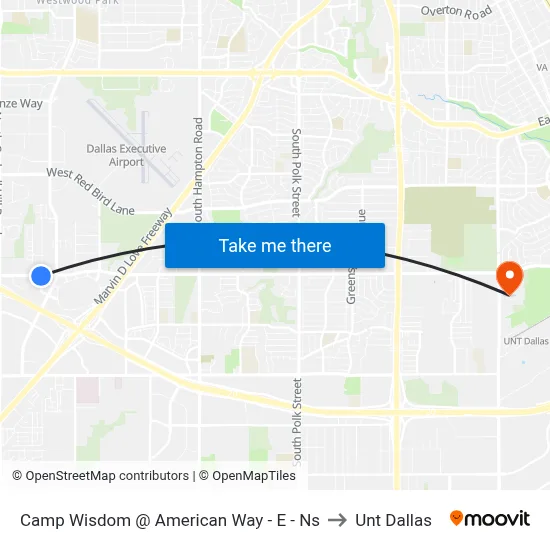 Camp Wisdom @ American Way - E - Ns to Unt Dallas map