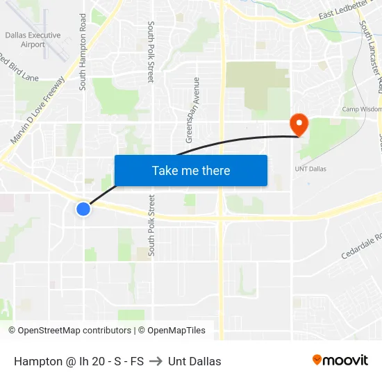Hampton @ Ih 20 - S - FS to Unt Dallas map