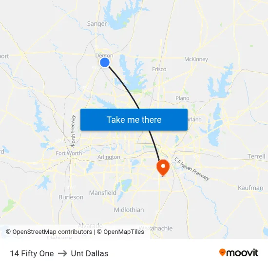 14 Fifty One to Unt Dallas map