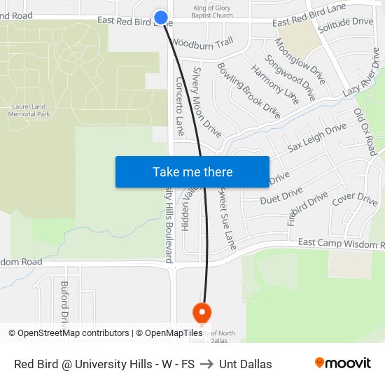 Red Bird  @ University Hills - W - FS to Unt Dallas map