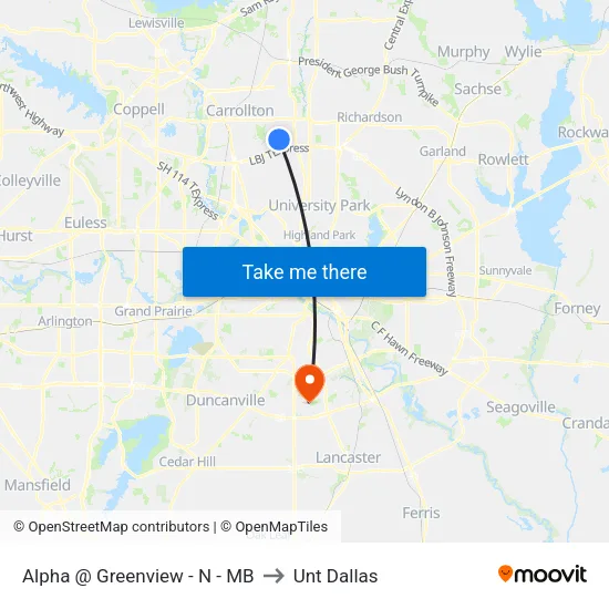 Alpha @ Greenview - N - MB to Unt Dallas map