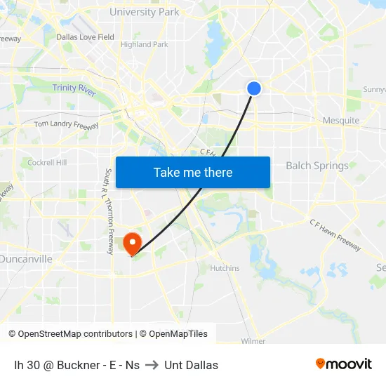 Ih 30 @ Buckner - E - Ns to Unt Dallas map