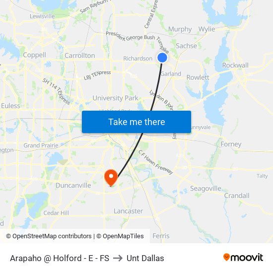 Arapaho @ Holford - E - FS to Unt Dallas map