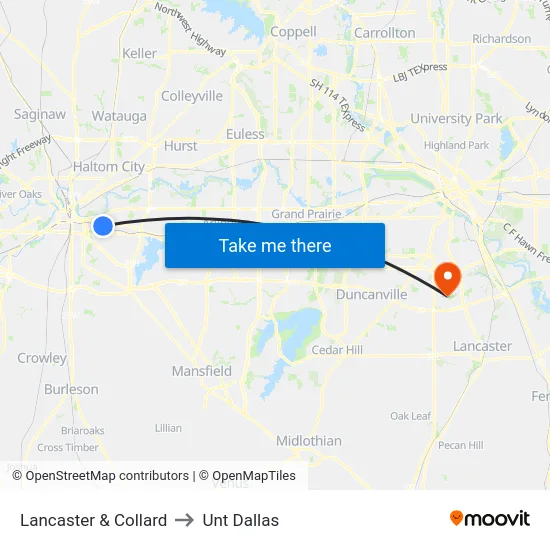 Lancaster & Collard to Unt Dallas map