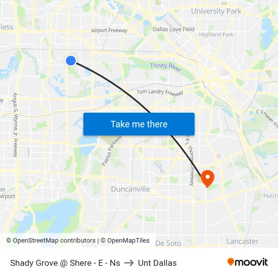 Shady Grove @ Shere - E - Ns to Unt Dallas map