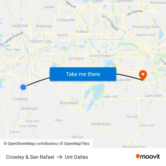 Crowley & San Rafael to Unt Dallas map