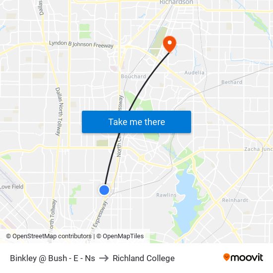 Binkley @ Bush - E - Ns to Richland College map