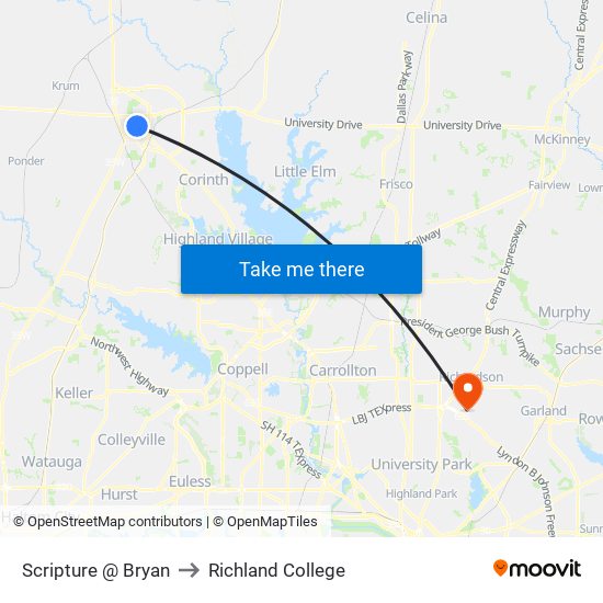 Scripture @ Bryan to Richland College map