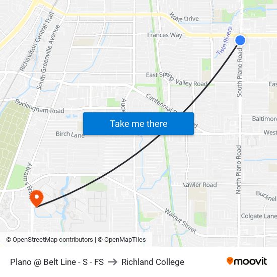 Plano @ Belt Line - S - FS to Richland College map