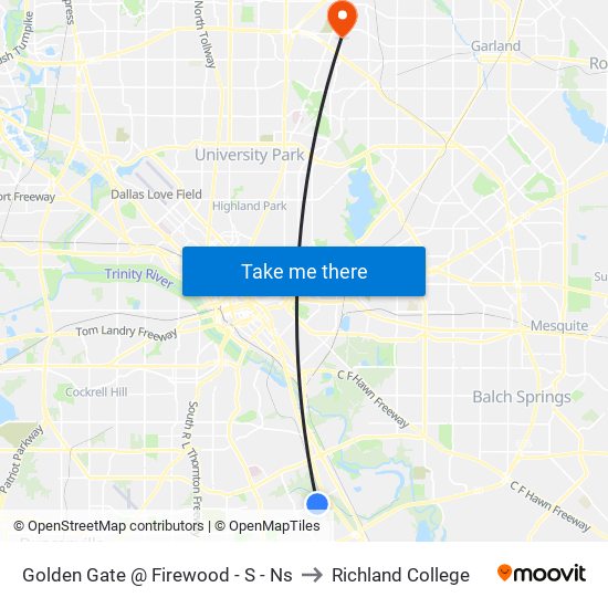 Golden Gate @ Firewood - S - Ns to Richland College map