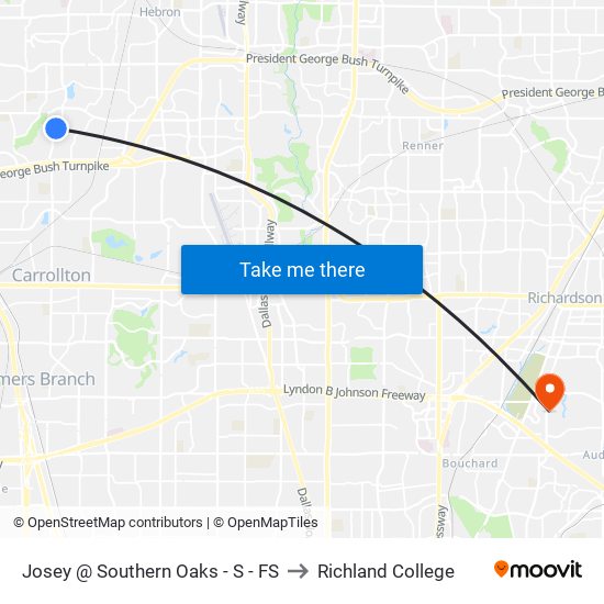 Josey @ Southern Oaks - S - FS to Richland College map