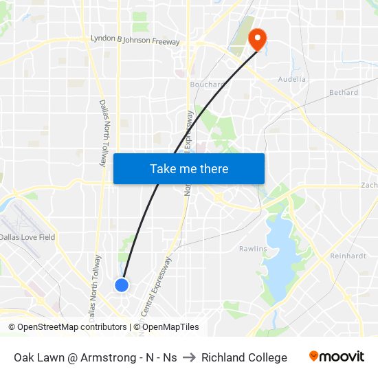 Oak Lawn @ Armstrong - N - Ns to Richland College map