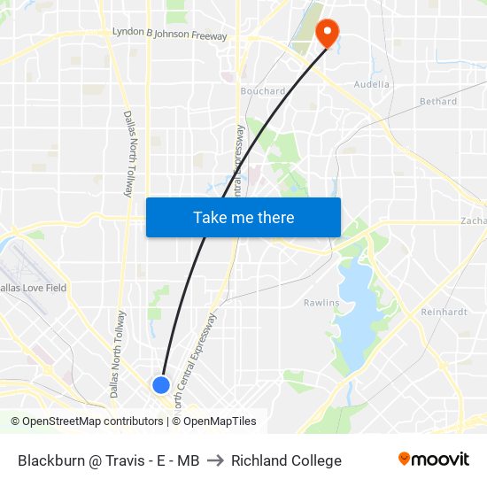 Blackburn @ Travis - E - MB to Richland College map