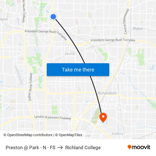 Preston @ Park - N - FS to Richland College map