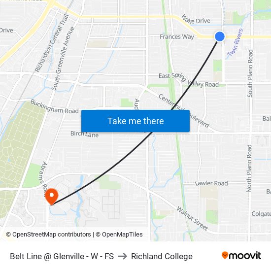 Belt Line @ Glenville - W - FS to Richland College map