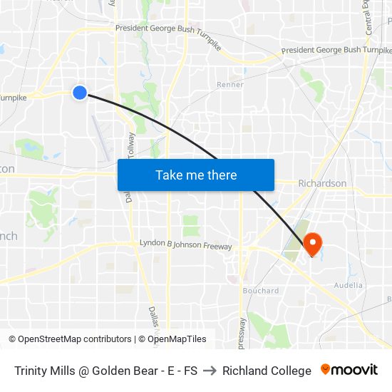 Trinity Mills @ Golden Bear - E - FS to Richland College map