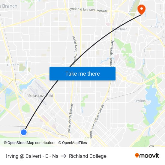 Irving @ Calvert - E - Ns to Richland College map