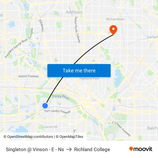 Singleton @ Vinson - E - Ns to Richland College map