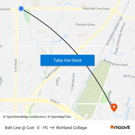 Belt Line @ Coit - E - FS to Richland College map