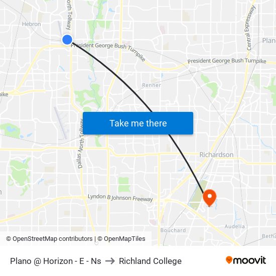 Plano @ Horizon - E - Ns to Richland College map