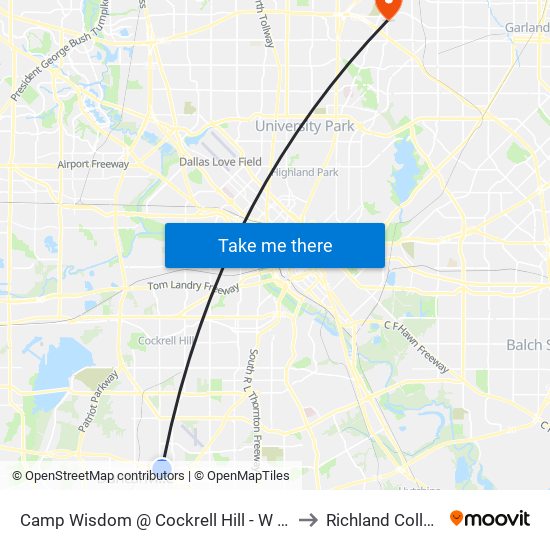 Camp Wisdom @ Cockrell Hill - W - MB to Richland College map