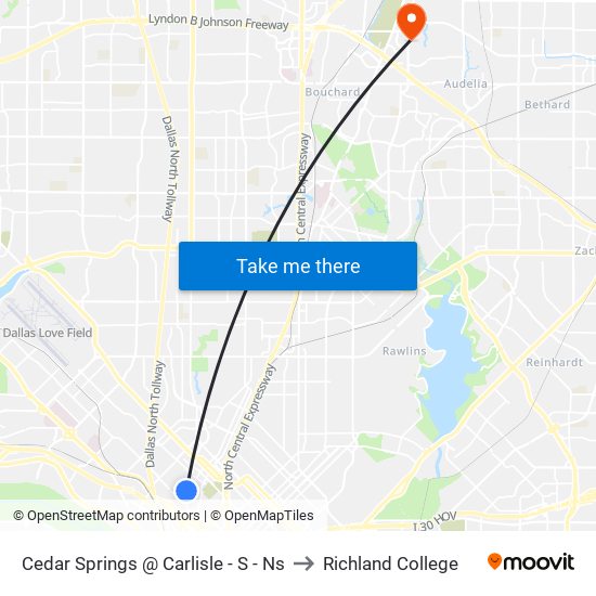 Cedar Springs @ Carlisle - S - Ns to Richland College map