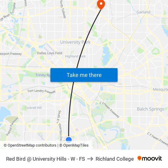 Red Bird  @ University Hills - W - FS to Richland College map