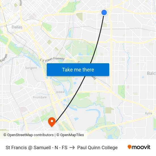 St Francis @ Samuell - N - FS to Paul Quinn College map